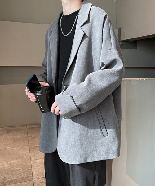 aimoha（アイモハ）の「【aimoha Men's】 薄手テーラードジャケット (OG)【セットアップ対応】 (LR)（テーラードジャケット・メンズ・ブラック/チョコ/ベージュ/ダークグレー/ダークブラウン/ブルー/レッド・MEDIUM/LARGE/X-LARGE/XX-LARGE）」の9枚目の写真