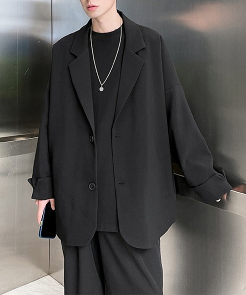 aimoha（アイモハ）の「【aimoha Men's】 薄手テーラードジャケット (OG)【セットアップ対応】 (LR)（テーラードジャケット・メンズ・ブラック/チョコ/ベージュ/ダークグレー/ダークブラウン/ブルー/レッド・MEDIUM/LARGE/X-LARGE/XX-LARGE）」の12枚目の写真