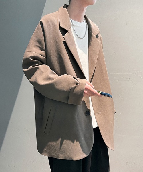 aimoha（アイモハ）の「【aimoha Men's】 薄手テーラードジャケット (OG)【セットアップ対応】 (LR)（テーラードジャケット・メンズ・ブラック/チョコ/ベージュ/ダークグレー/ダークブラウン/ブルー/レッド・MEDIUM/LARGE/X-LARGE/XX-LARGE）」の21枚目の写真