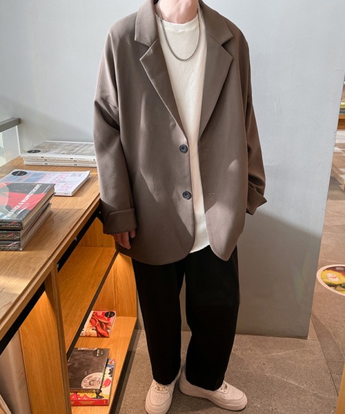 aimoha（アイモハ）の「【aimoha Men's】 薄手テーラードジャケット (OG)【セットアップ対応】 (LR)（テーラードジャケット・メンズ・ブラック/チョコ/ベージュ/ダークグレー/ダークブラウン/ブルー/レッド・MEDIUM/LARGE/X-LARGE/XX-LARGE）」の19枚目の写真