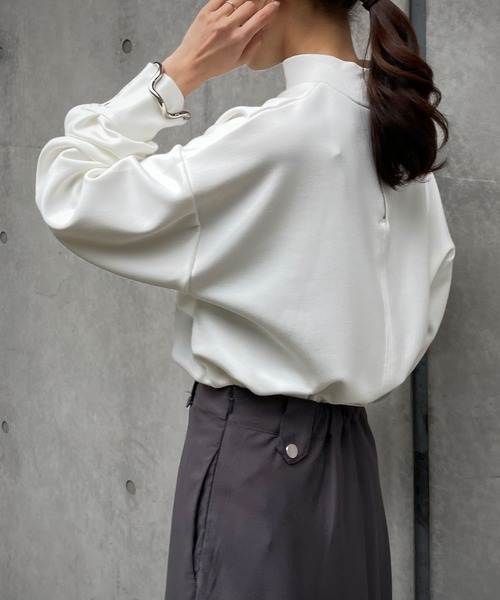 &g'aime(アンジェム)の「【&g’aime】ポンチボリュームトップス(Tシャツ/カットソー・レディース・ホワイト/ブラック/ベージュ/カーキ・FREE)」の12枚目の写真
