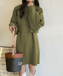 emi+ | ハイネックリブニット＋ノースリーブワンピース２点セット(ワンピース)