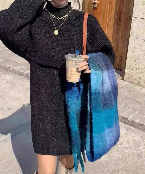 emi+（エミプラス）の「ハイネックリブニット＋ノースリーブワンピース２点セット（ワンピース・レディース・ブラック/アイボリー/モカ/グレー/ライトカーキ/ブラウン/ボルドー/ネイビー・FREE）」の11枚目の写真