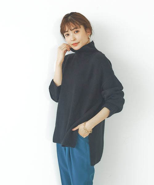 abahouse mavie(アバハウスマヴィ)の「ストレッチ混ふわタートルネック(ニット/セーター・レディース・ライトブルー/アイボリー/ダークベージュ/ラベンダー/ブラック/ブラウン系その他・フリー)」の3枚目の写真