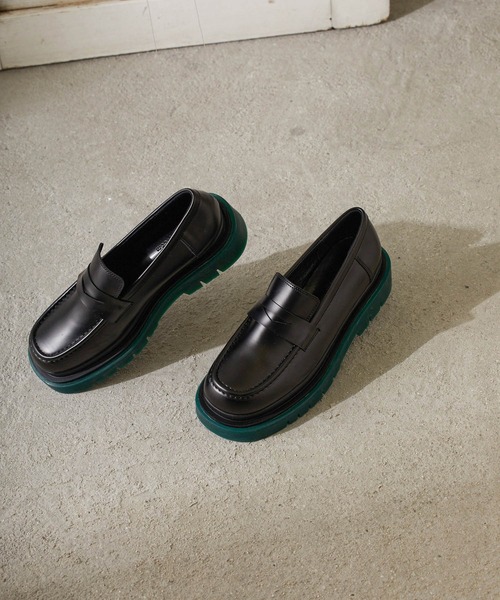 Birthday room（バースデイルーム）の「グリーンソールローファー（ローファー・レディース・ブラック・MEDIUM/LARGE/SMALL）」の7枚目の写真