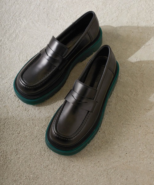 Birthday room（バースデイルーム）の「グリーンソールローファー（ローファー・レディース・ブラック・MEDIUM/LARGE/SMALL）」の10枚目の写真