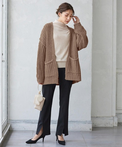 ざっくり編みゆったりニットカーディガン（カーディガン/ボレロ