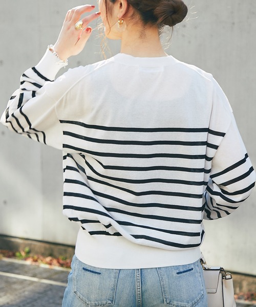 RIVE DROITE（リヴドロワ）の「パネルボーダーニット（ニット/セーター・レディース・オフホワイト/ブラック・FREE）」の12枚目の写真