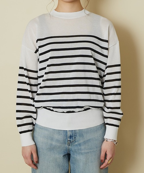 RIVE DROITE（リヴドロワ）の「パネルボーダーニット（ニット/セーター・レディース・オフホワイト/ブラック・FREE）」の10枚目の写真