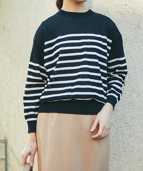 RIVE DROITE（リヴドロワ）の「パネルボーダーニット（ニット/セーター・レディース・オフホワイト/ブラック・FREE）」の14枚目の写真