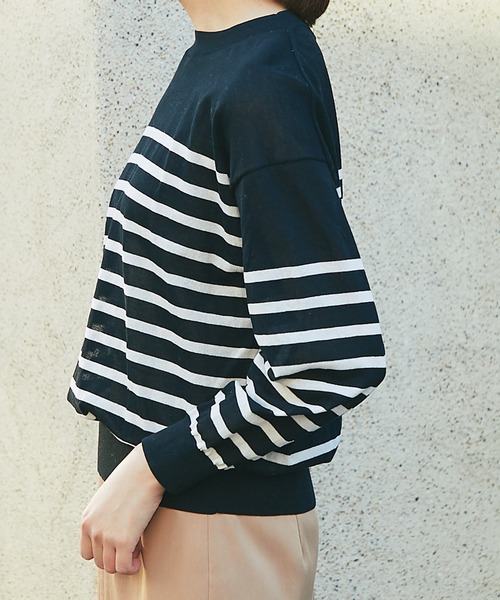 RIVE DROITE（リヴドロワ）の「パネルボーダーニット（ニット/セーター・レディース・オフホワイト/ブラック・FREE）」の7枚目の写真