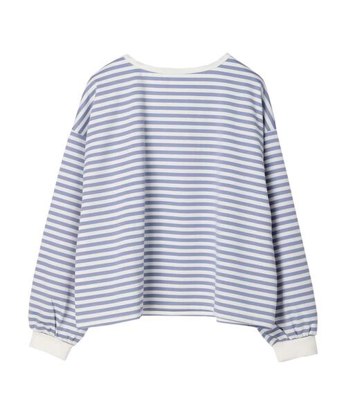 Green　Parks（グリーンパークス）の「ポンチボーダー袖ボリュームプルオーバー＊（Tシャツ/カットソー・レディース・ネイビー/サックスブルー/イエロー・FREE）」の10枚目の写真