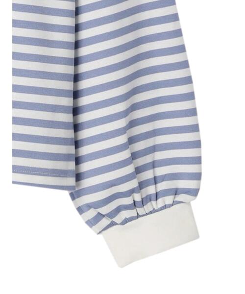 Green　Parks（グリーンパークス）の「ポンチボーダー袖ボリュームプルオーバー＊（Tシャツ/カットソー・レディース・ネイビー/サックスブルー/イエロー・FREE）」の12枚目の写真