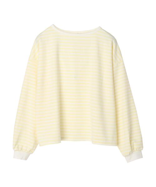 Green　Parks（グリーンパークス）の「ポンチボーダー袖ボリュームプルオーバー＊（Tシャツ/カットソー・レディース・ネイビー/サックスブルー/イエロー・FREE）」の16枚目の写真