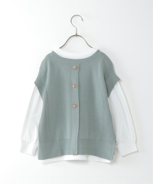 ikka(イッカ)の「【キッズ】【親子リンク】ニットベストアンサンブル(120~160cm)(ベスト・キッズ・ライム/スモークグレー・120/130/140/150/160)」の6枚目の写真