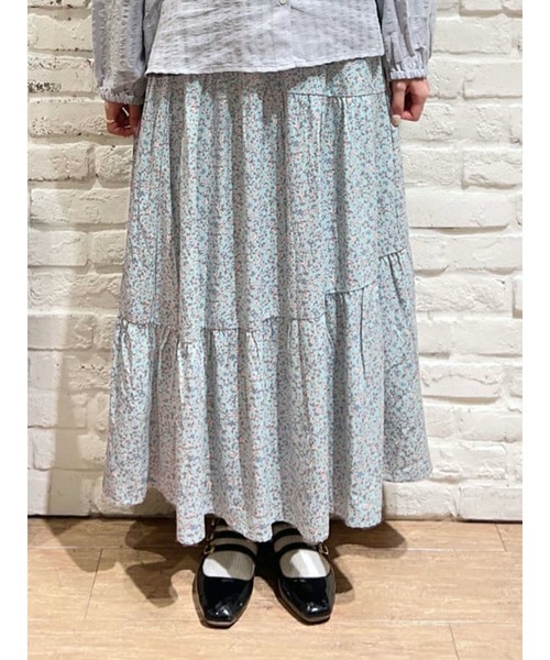 Samansa Mos2(サマンサ モスモス)の「花柄アシメティアードスカート(スカート・レディース・ブラック/ベージュ/ミント・フリ-)」の3枚目の写真