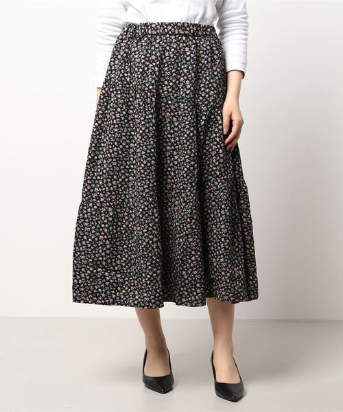 Samansa Mos2(サマンサ モスモス)の「花柄アシメティアードスカート(スカート・レディース・ブラック/ベージュ/ミント・フリ-)」の8枚目の写真