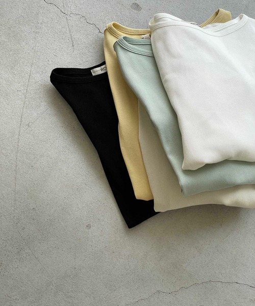 CANAL JEAN（キャナルジーン）の「RED CHOP WORKS(レッドチョップワークス) リブボートネックロングTシャツ（Tシャツ/カットソー・レディース・ホワイト/ブラック/イエロー/グリーン/クリーム・38）」の6枚目の写真