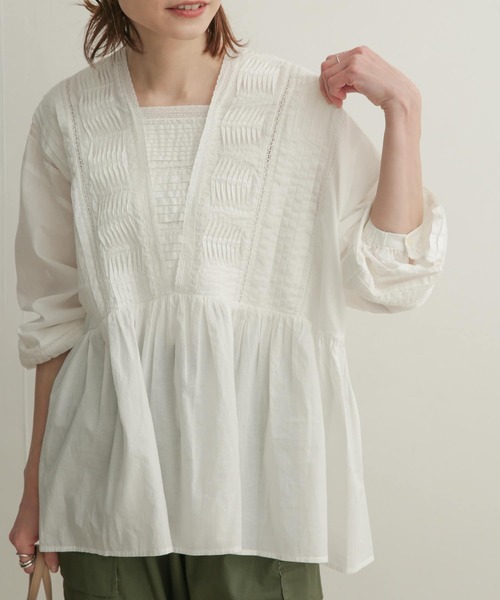 URBANRESEARCHDOORSピンタックレースブラウス