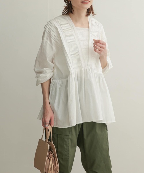 URBANRESEARCHDOORSピンタックレースブラウス
