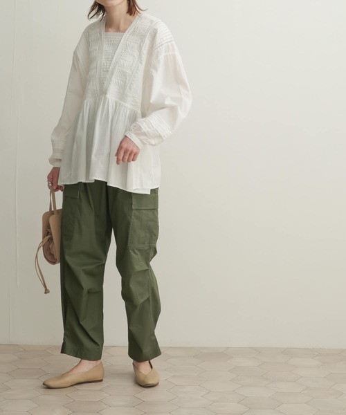 URBANRESEARCHDOORSピンタックレースブラウス