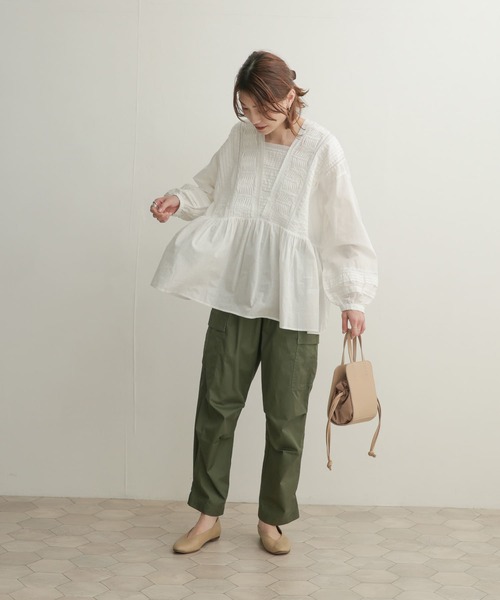 URBANRESEARCHDOORSピンタックレースブラウス