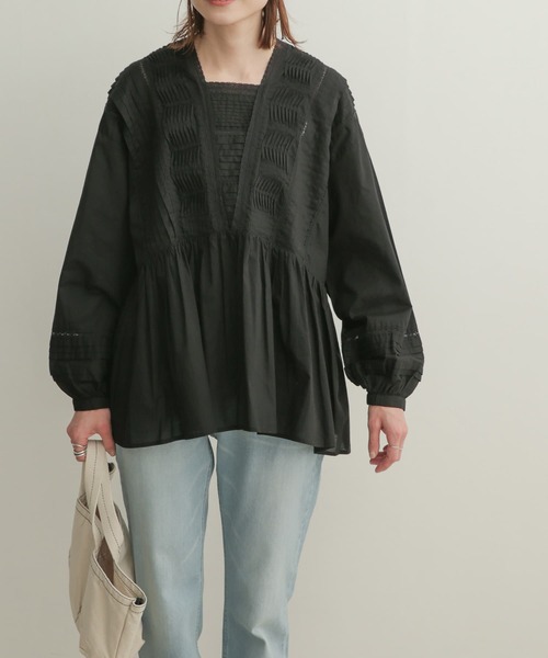 URBANRESEARCHDOORSピンタックレースブラウス