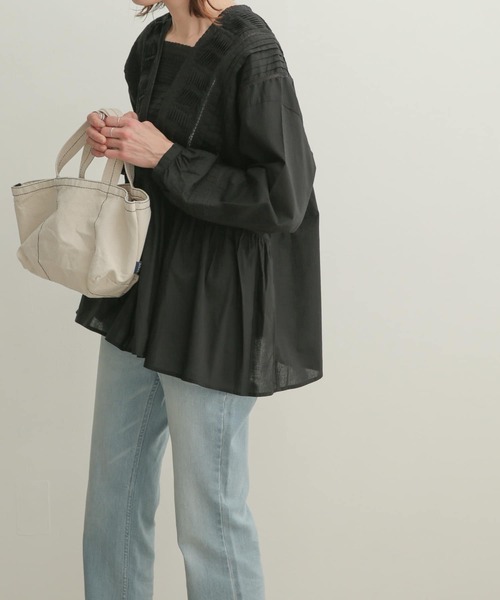 URBANRESEARCHDOORSピンタックレースブラウス