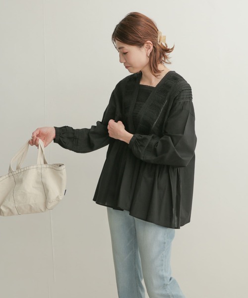 URBANRESEARCHDOORSピンタックレースブラウス