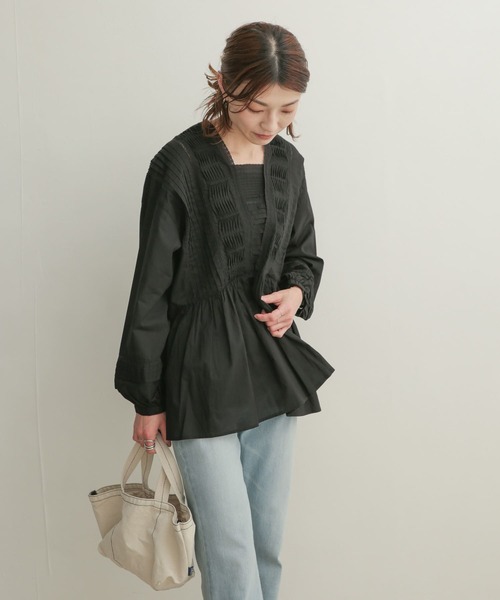 URBANRESEARCHDOORSピンタックレースブラウス