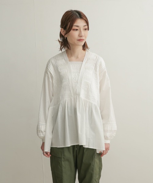 URBANRESEARCHDOORSピンタックレースブラウス