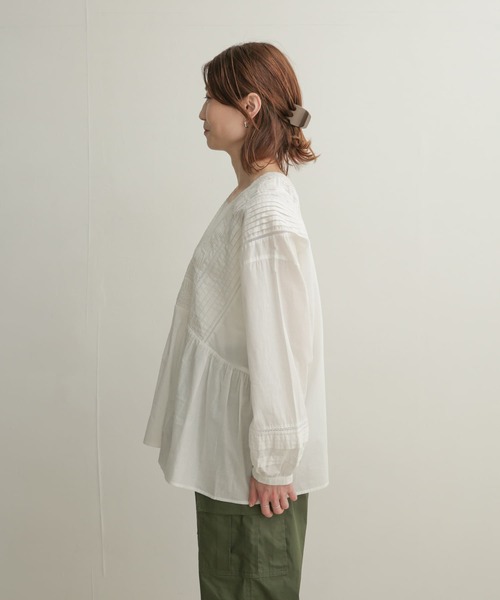 URBANRESEARCHDOORSピンタックレースブラウス