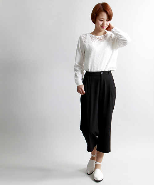 WEGO（ウィゴー）の「WEGO/クロップドワイドパンツ（その他パンツ・レディース・ブラック/杢グレー/ブルー系その他・FREE）」の18枚目の写真