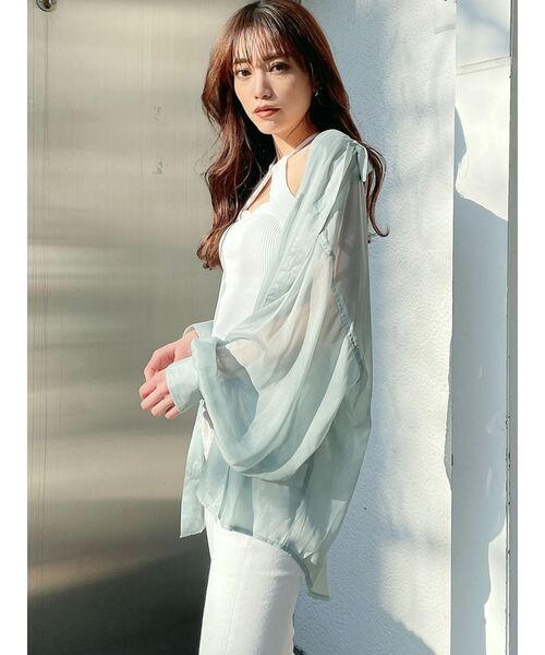 GYDA（ジェイダ）の「SHINY LOOSE シャツ（シャツ/ブラウス・レディース・オフホワイト/イエロー/ミント・FREE）」の3枚目の写真