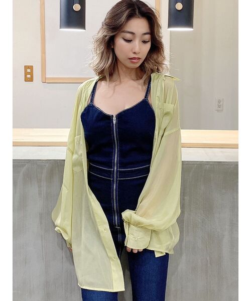 GYDA（ジェイダ）の「SHINY LOOSE シャツ（シャツ/ブラウス・レディース・オフホワイト/イエロー/ミント・FREE）」の13枚目の写真