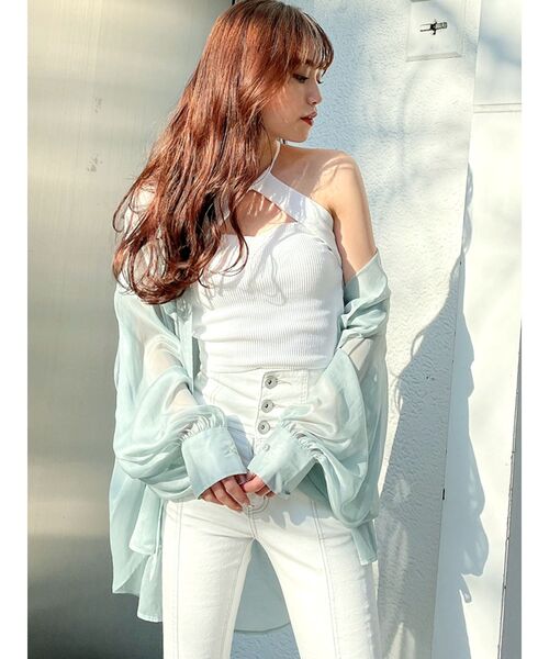 GYDA（ジェイダ）の「SHINY LOOSE シャツ（シャツ/ブラウス・レディース・オフホワイト/イエロー/ミント・FREE）」の10枚目の写真