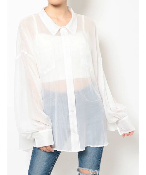 GYDA（ジェイダ）の「SHINY LOOSE シャツ（シャツ/ブラウス・レディース・オフホワイト/イエロー/ミント・FREE）」の18枚目の写真