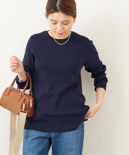 JOURNAL STANDARD（ジャーナルスタンダード）の「ハイツイストコットンロングスリーブプルオーバー（ニット/セーター・レディース・ブラック/ネイビー/ブルー・FREE）」の3枚目の写真