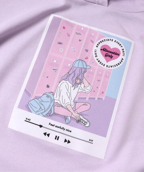 algy(アルジー)の「エモプリントフードワンピ(ワンピース・キッズ・ブラック/ミント/ラベンダー・MEDIUM/SMALL/X-SMALL/XX-SMALL)」の8枚目の写真