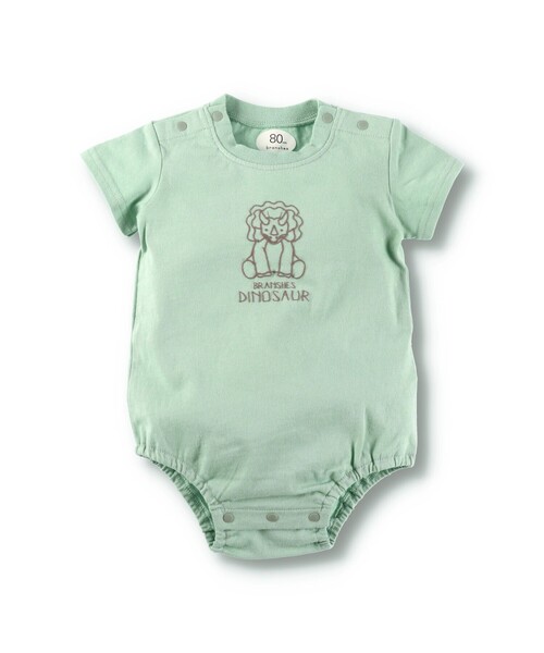 BRANSHES(ブランシェス)の「恐竜プリント半袖ボディスーツ(ロンパース・キッズ・ベージュ/ブルー/ライトグリーン・80/70)」の2枚目の写真