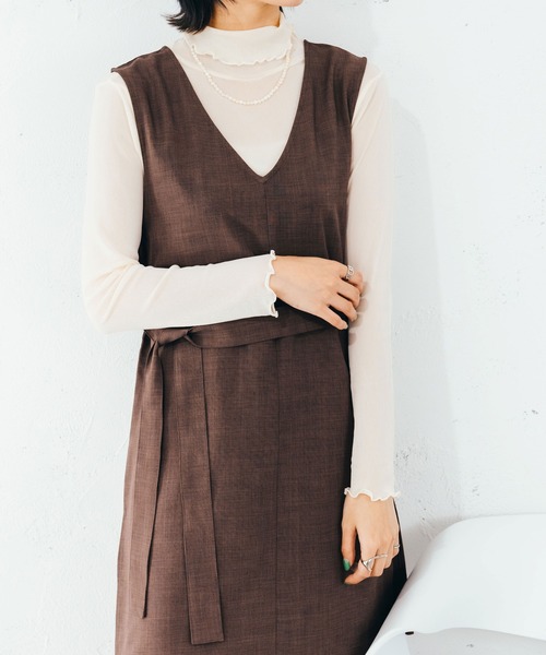 fupel(フぺル)の「ベルト付ジレ(SET UP)(ベスト・レディース・グレイッシュベージュ/グレイッシュブルー/ブラウン・FREE)」の16枚目の写真