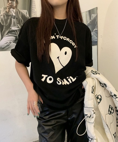 セール Smile Heartプリントルーズtシャツ Zozotown限定 Tシャツ カットソー Mejane ミージェーン のファッション通販 Zozotown