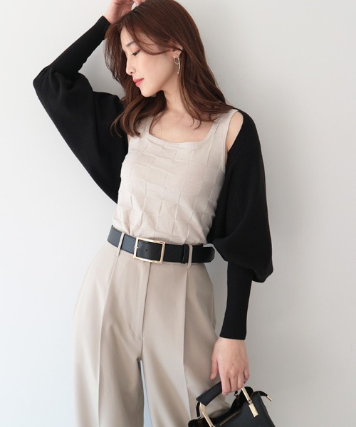 AMBIENT(アンビエント)の「ボレロニットカーディガン(カーディガン/ボレロ・レディース・ベージュ系その他/ピンク/ネイビー/ブラック・FREE)」の10枚目の写真