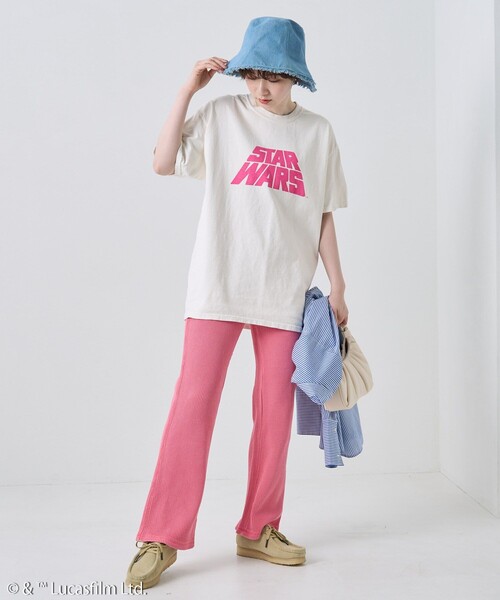 FREAK'S STORE（フリークスストア）の「STAR WARSロゴ半袖Tシャツ/スターウォーズロゴ半袖Tシャツ（Tシャツ/カットソー・レディース・グリーン/オフホワイト/オレンジ/ブラック/ホワイト・ﾌﾘ-）」の9枚目の写真