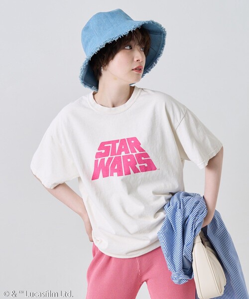 FREAK'S STORE（フリークスストア）の「STAR WARSロゴ半袖Tシャツ/スターウォーズロゴ半袖Tシャツ（Tシャツ/カットソー・レディース・グリーン/オフホワイト/オレンジ/ブラック/ホワイト・ﾌﾘ-）」の10枚目の写真