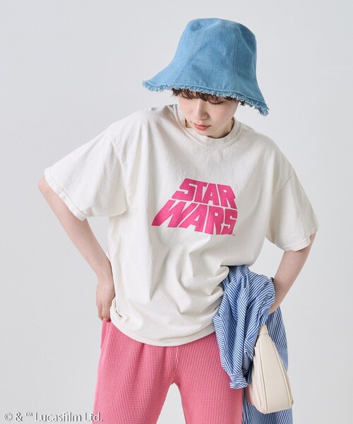 FREAK'S STORE（フリークスストア）の「STAR WARSロゴ半袖Tシャツ/スターウォーズロゴ半袖Tシャツ（Tシャツ/カットソー・レディース・グリーン/オフホワイト/オレンジ/ブラック/ホワイト・ﾌﾘ-）」の15枚目の写真