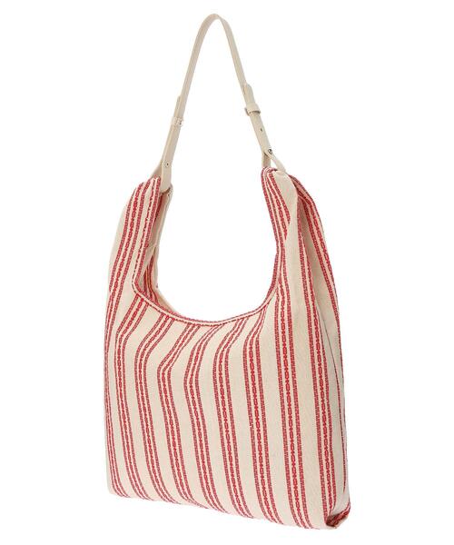 Green Parks(グリーンパークス)の「・ストライプショルダートートバッグ(トートバッグ・レディース・ブラック/レッド・FREE)」の7枚目の写真