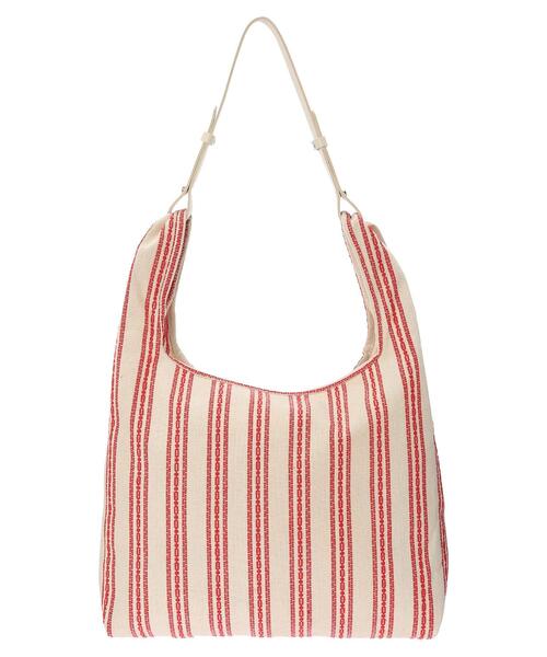 Green Parks(グリーンパークス)の「・ストライプショルダートートバッグ(トートバッグ・レディース・ブラック/レッド・FREE)」の13枚目の写真