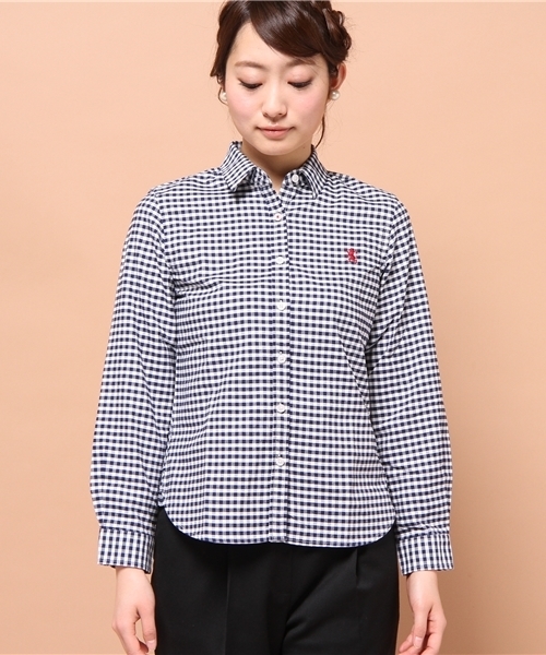 GIORDANO（ジョルダーノ）の「[GIORDANO]ライオン刺繍オックスシャツ（シャツ/ブラウス・レディース・ホワイト/ブルー/サックスブルー/ネイビー/ライトピンク/レッド/パープル系その他・SMALL/LARGE/MEDIUM）」の13枚目の写真