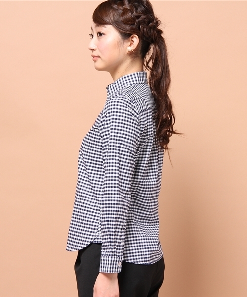 GIORDANO（ジョルダーノ）の「[GIORDANO]ライオン刺繍オックスシャツ（シャツ/ブラウス・レディース・ホワイト/ブルー/サックスブルー/ネイビー/ライトピンク/レッド/パープル系その他・SMALL/LARGE/MEDIUM）」の14枚目の写真